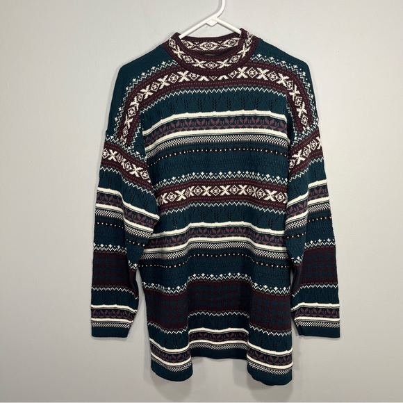 VINTAGE Braunstyle Sweater Womens Large Blue Purple Knit Crew Neck Made in USA - Picture 6 of 11